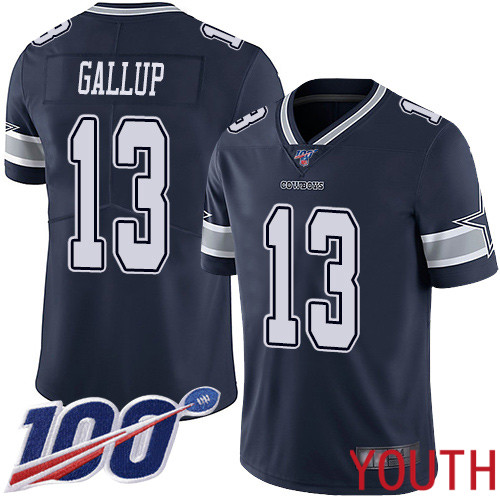 Youth Dallas Cowboys Limited Navy Blue Michael Gallup Home #13 100th Season Vapor Untouchable NFL Jersey->nfl t-shirts->Sports Accessory